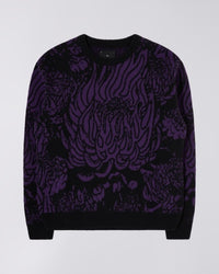 Graphic Knit Crewneck Sweater - Black/Purple Pattern