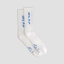 Ribbed Logo Ankle Socks - White