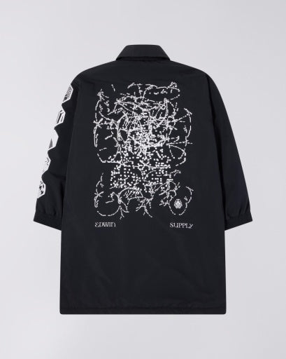 Longline Logo Coach Jacket - Navy