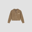 Loose Knit Cropped Cardigan - Brown