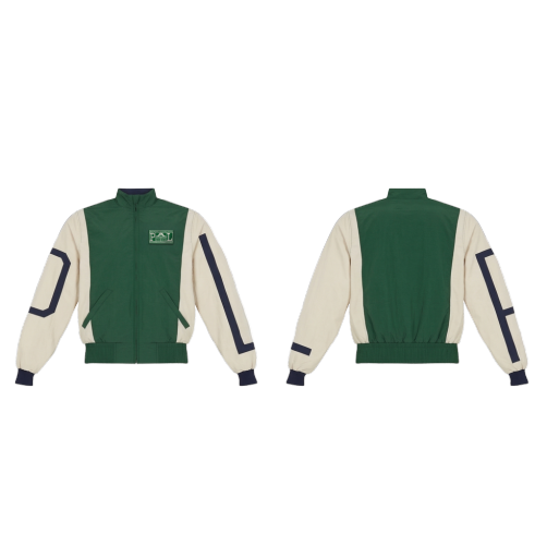 Color Block Harrington Jacket - Green/Ecru