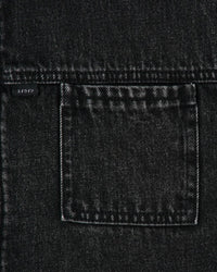 Collared Denim Zip Jacket - Washed Black