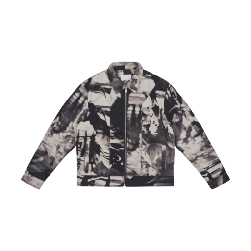Patterned Zip-up Jacket - Grey Scale Print