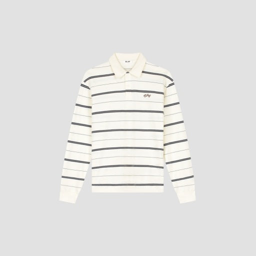Striped Long Sleeve Polo - Cream Stripe