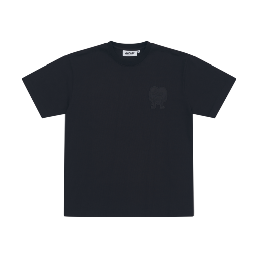 Embroidered Chest Graphic T-Shirt - Black