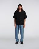 Ribbed Knit Polo Shirt - Black