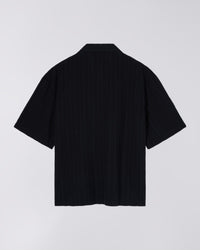 Ribbed Knit Polo Shirt - Black