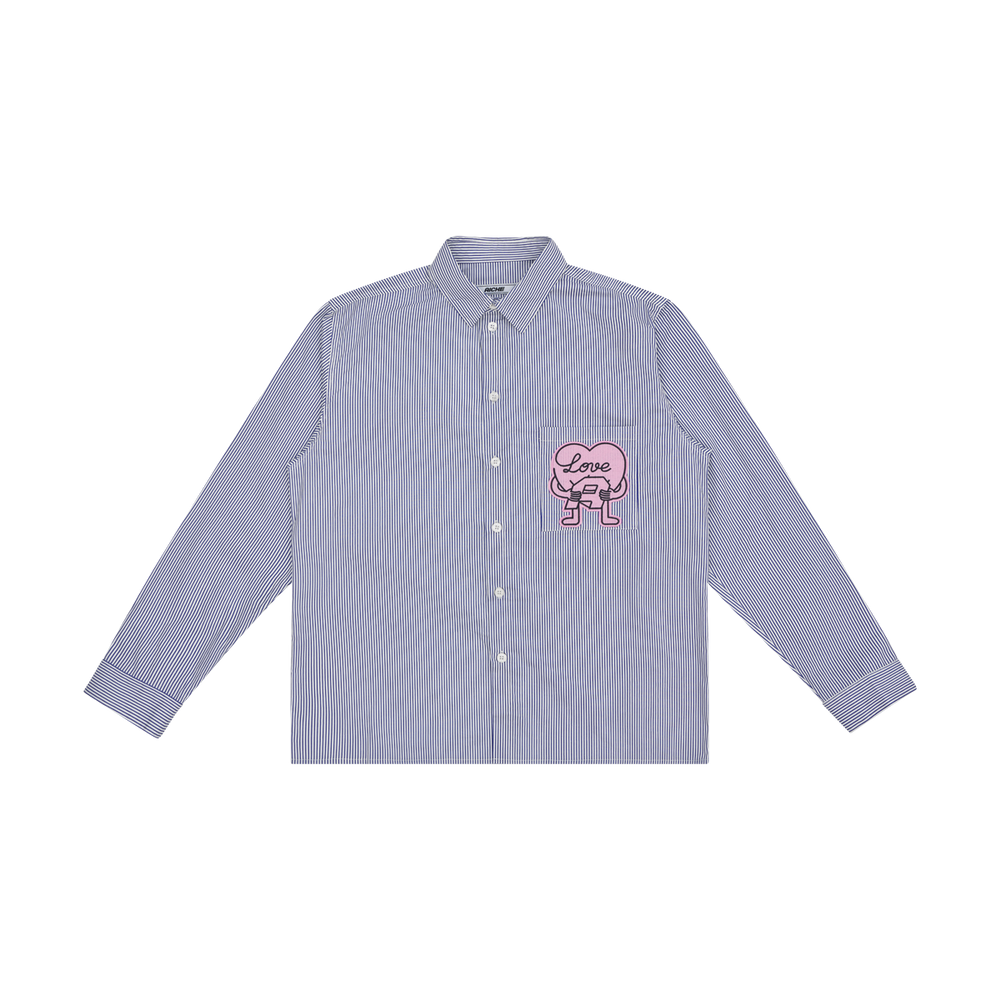Striped Graphic Button Up - Blue Stripe