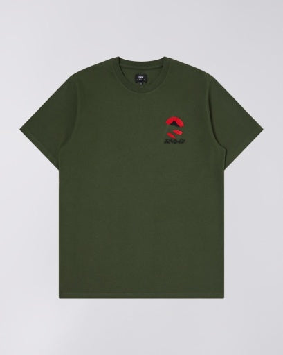 Graphic Print Crewneck T-Shirt - Olive Green