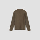 Ribbed Knit V-Neck Sweater - Olive Green