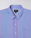 Striped Short-Sleeve Button-Up Shirt - Blue Stripe
