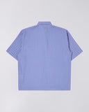 Striped Short-Sleeve Button-Up Shirt - Blue Stripe