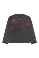 Graphic Print Longsleeve T-Shirt - Washed Black