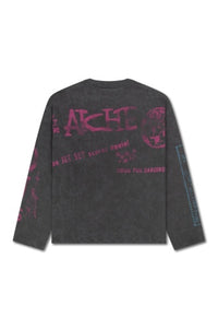 Graphic Print Longsleeve T-Shirt - Washed Black