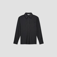 Collared Pocket Long Sleeve Shirt - Black