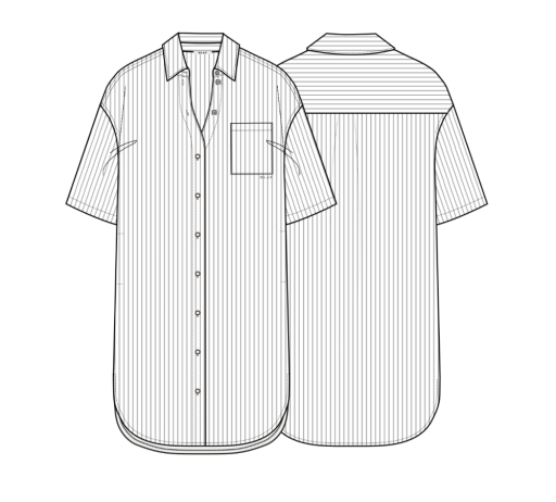 Striped Short Sleeve Shirt - White/Black Stripe