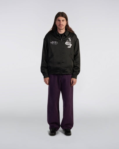 Embroidered Coach Jacket - Black