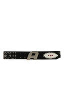 Studded A Buckle Belt - Black/White