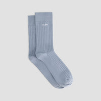 Ribbed Knit Crew Socks - Light Blue