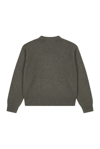 Crewneck Logo Knit Sweater - Olive Green