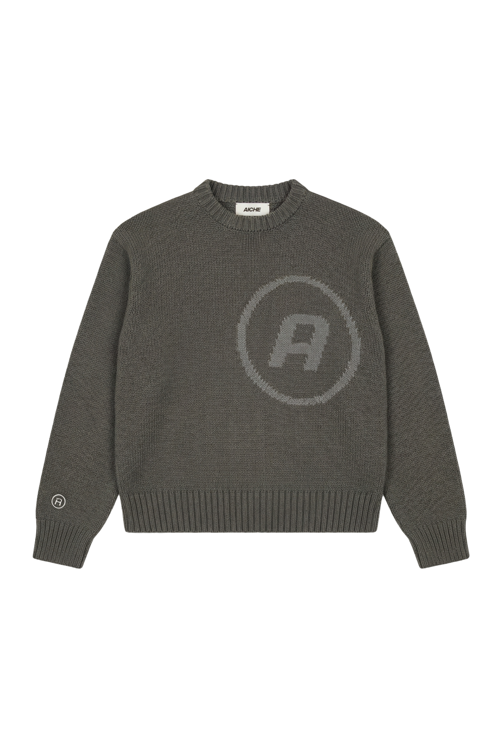 Crewneck Logo Knit Sweater - dark olive green