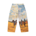 Graphic Print Straight Leg Jeans - Landscape Print