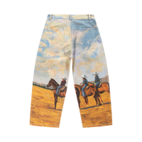 Graphic Print Straight Leg Jeans - Landscape Print