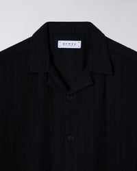 Ribbed Knit Polo Shirt - Black