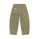 Wide Leg Washed Pants - Olive Green