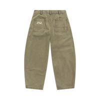 Wide Leg Washed Pants - Olive Green