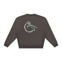 V-Neck Collar Sweatshirt - Brown/Green