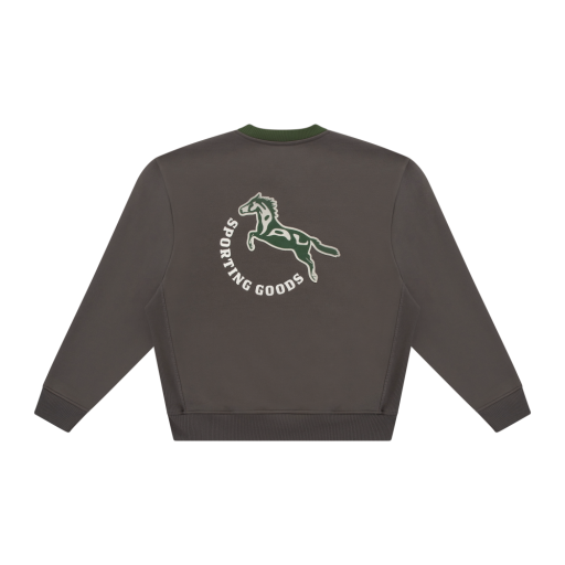 V-Neck Collar Sweatshirt - Brown/Green