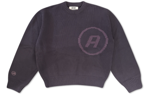 Knit Crewneck Logo Sweater - Charcoal