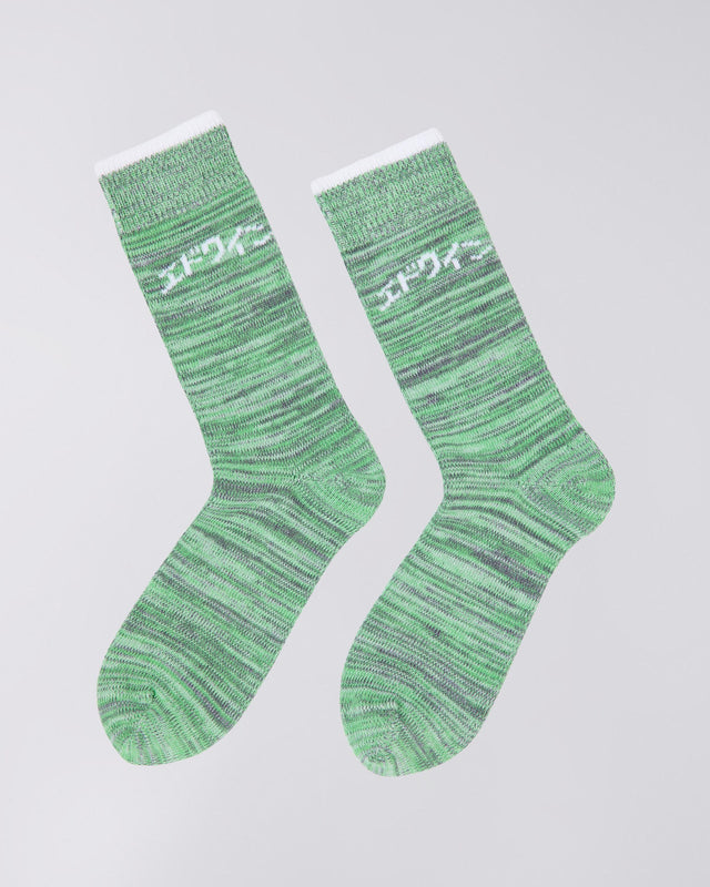 Graphic Crew Socks - Green Heather
