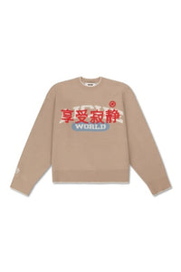 Graphic Knit Crewneck Sweater - Khaki