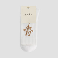 Embroidered Crew Socks - White