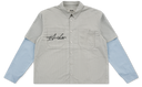 Layered Stripe Button-Up Shirt - Grey/Blue Stripe