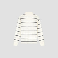 Striped Long Sleeve Polo - Cream Stripe