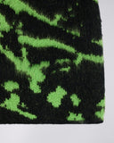 Graphic Hairy Knit Cardigan - Black/Green Tie-Dye