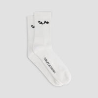 Embroidered Logo Crew Socks - White
