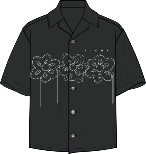 Camp Collar Floral Shirt - Black