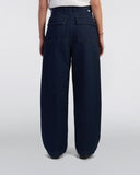 Pleated Denim Tapered Trousers - Dark Blue