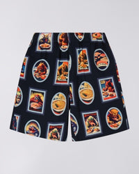 Printed Elastic Waist Shorts - Navy Multi