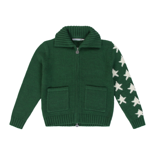Star Sleeve Full-Zip Cardigan - Forest Green