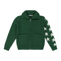 Star Sleeve Full-Zip Cardigan - Forest Green