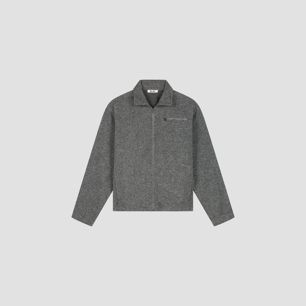 Full Zip Textured Jacket - Grey