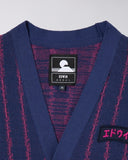 Striped V-Neck Cardigan - Navy/Pink Stripe