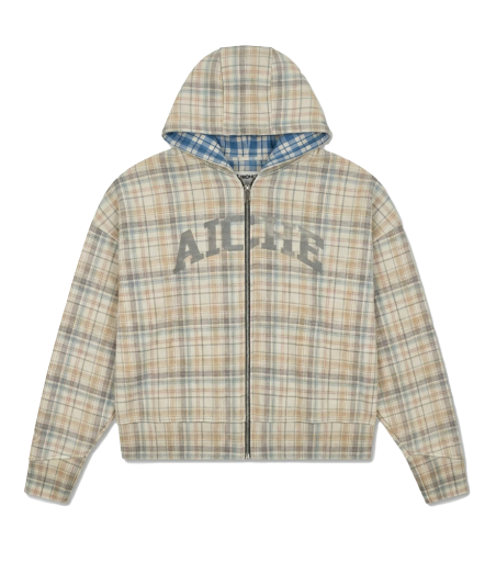 Zip-Up Plaid Hoodie - Multi Plaid