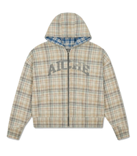 Zip-Up Plaid Hoodie - Multi Plaid