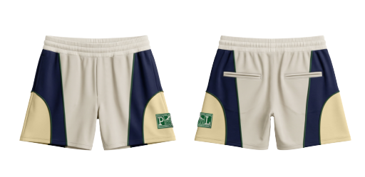 Panelled Drawstring Athletic Shorts - Cream Multi